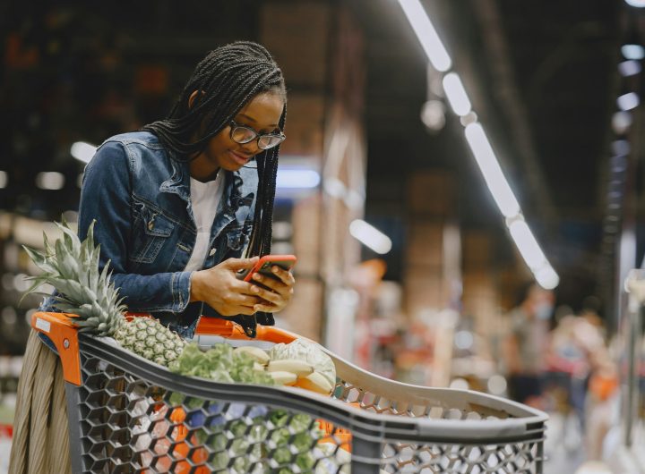 Woman shopping vegetables at the supermarket